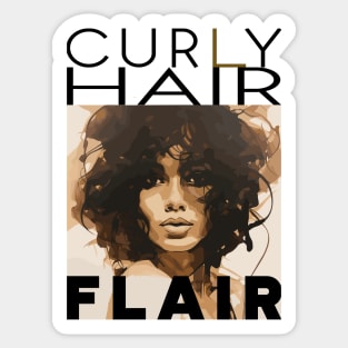 Curly hair flair style A - black text Sticker